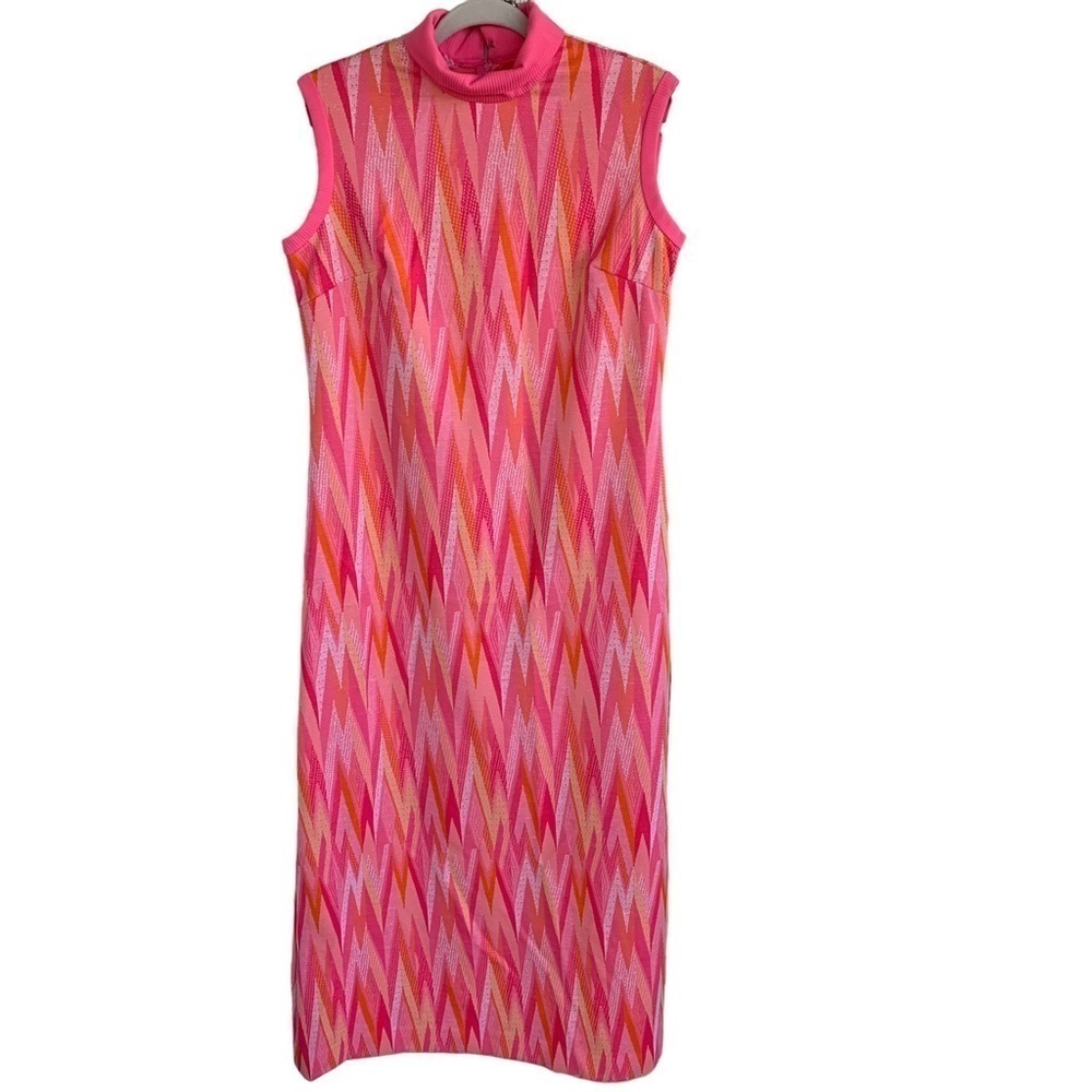 American Vintage Pink & Orange Chevron Maxi Dress